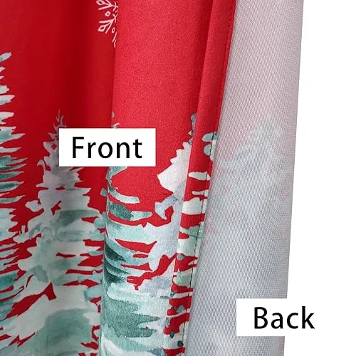 GARVEE Christmas Velvet Kitchen Curtain Christmas Decoration Cafe Curtain 36 Inch Tier Curtains Window Treatment Rod Pocket for Home Decor 2 Panels for Bathroom, Living Room Christmas Decoration