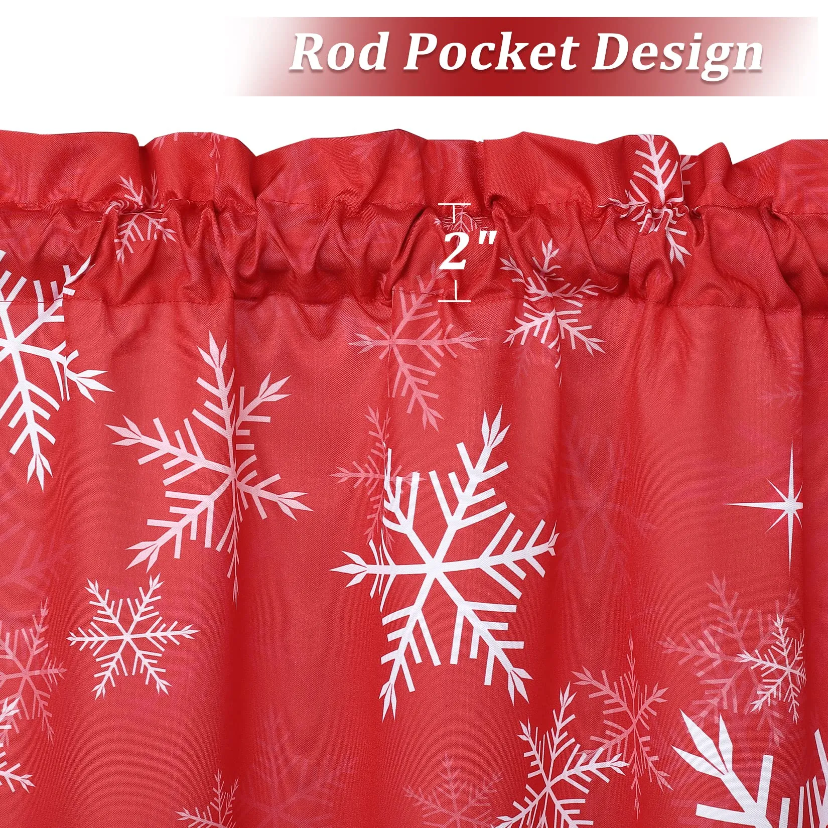 GARVEE Kitchen Curtain Valance, Christmas Valance Curtains for Windows, Snowflake PatternDecorations Curtain Valance for Bathroom Cafe Curtains, 52 W x 15 L, One Panel