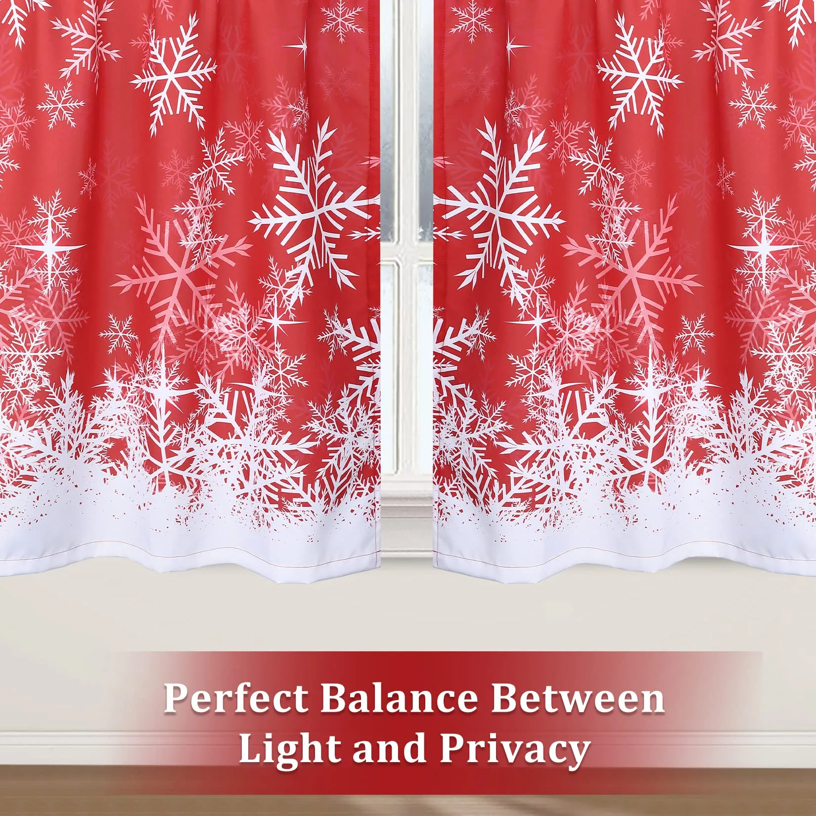 GARVEE Kitchen Curtain Valance, Christmas Valance Curtains for Windows, Snowflake PatternDecorations Curtain Valance for Bathroom Cafe Curtains, 52 W x 15 L, One Panel