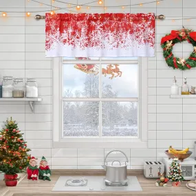 GARVEE Kitchen Curtain Valance, Christmas Valance Curtains for Windows, Snowflake PatternDecorations Curtain Valance for Bathroom Cafe Curtains, 52 W x 15 L, One Panel