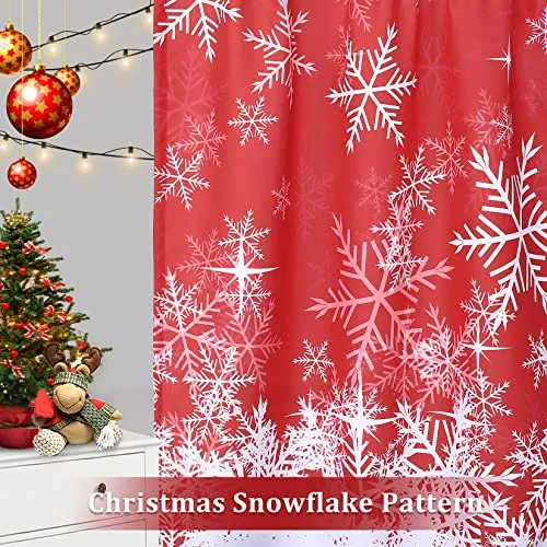 GARVEE Kitchen Curtains 36 Inches Long, Christmas Snowflake Pattern Bathroom Window Curtain, Xmas Decorations Cafe Curtains Small Half Window Treatment Set, Set of 2