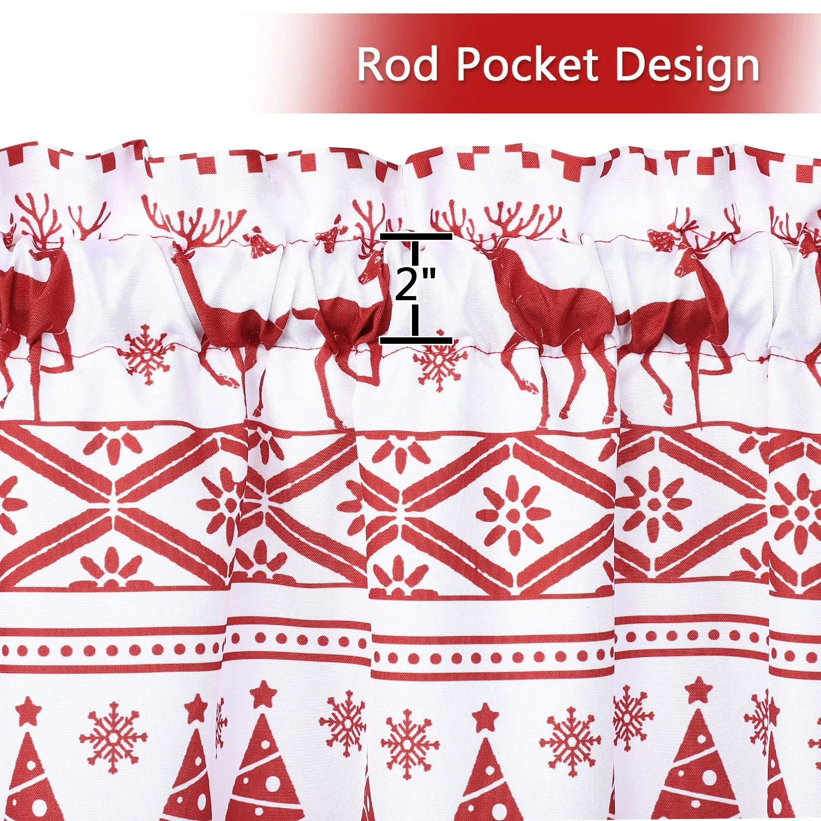 GARVEE Kitchen Curtains for Bathroom, Christmas Tree and Deer Pattern Small Tier Curtains 30 Inches Boho Xmas Home Decor Café Curtain Set Bathroom Window Curtain, Set of 2