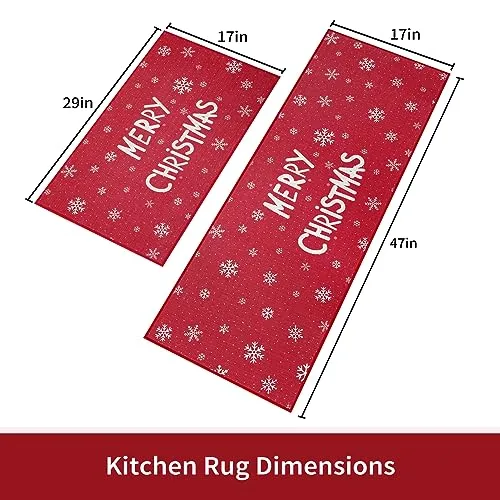 GARVEE Kitchen Rugs and Mats Washable Non-Skid Kitchen Mats Christmas Decorative Runner Rugs Xmas Throw Floor Mats Runner for Kitchen Laundry Sink, 17x29 17x47