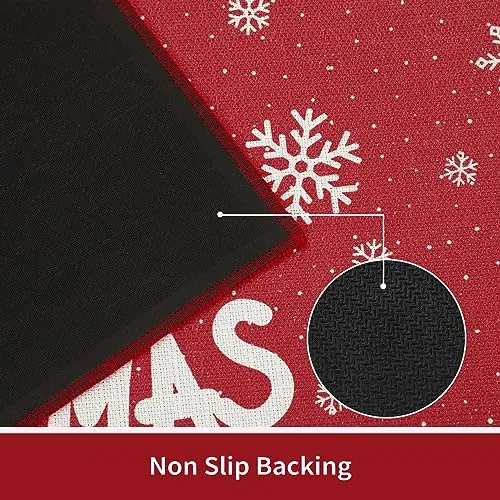 GARVEE Kitchen Rugs and Mats Washable Non-Skid Kitchen Mats Christmas Decorative Runner Rugs Xmas Throw Floor Mats Runner for Kitchen Laundry Sink, 17x29 17x47