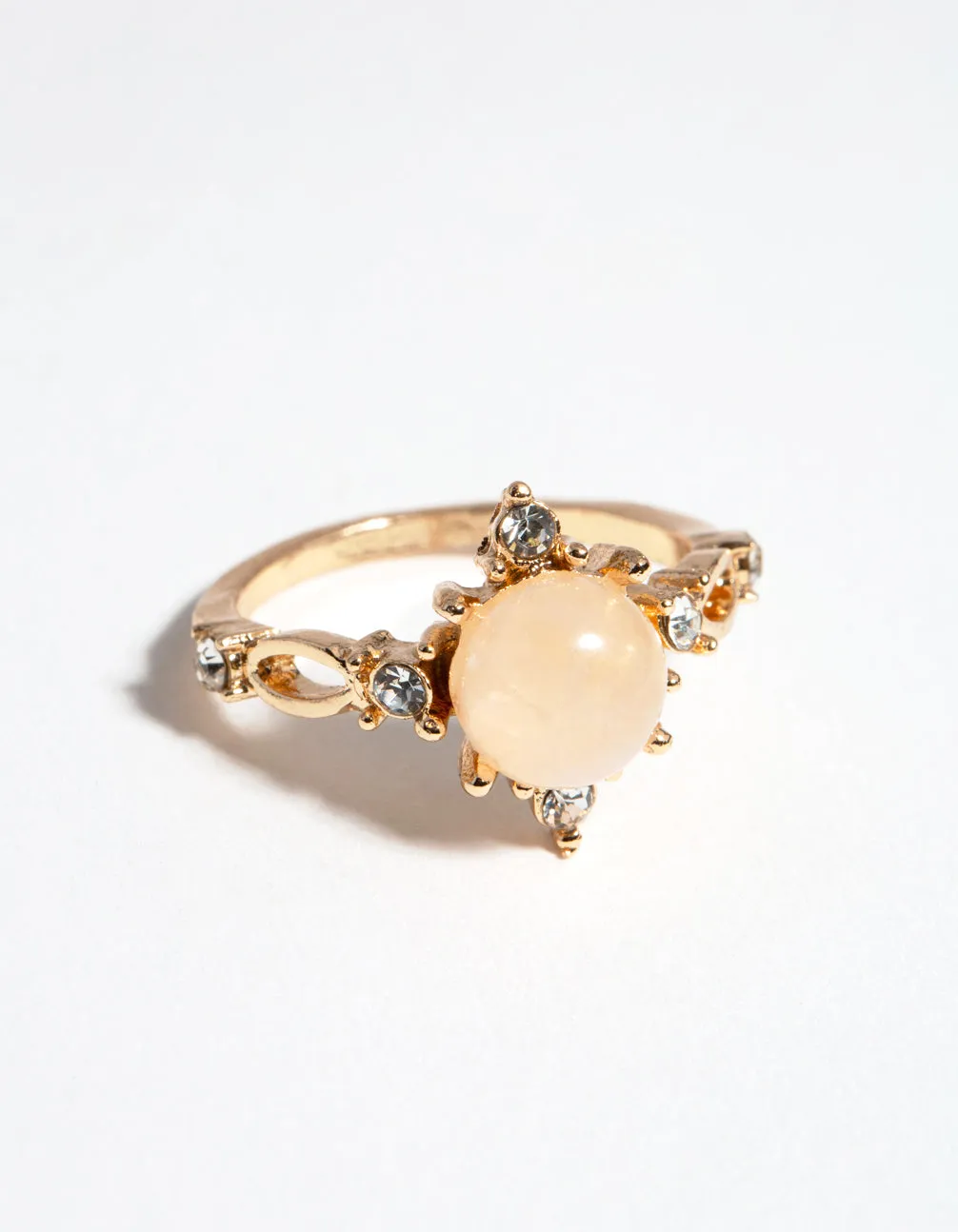 Gold Compass Stone Ring