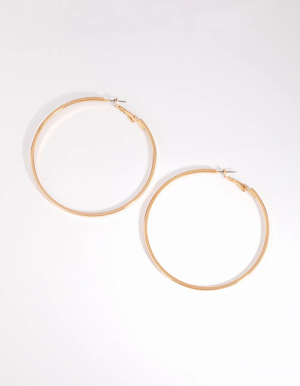 Gold Large Flat Hoop Earrings