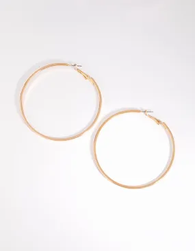 Gold Large Flat Hoop Earrings