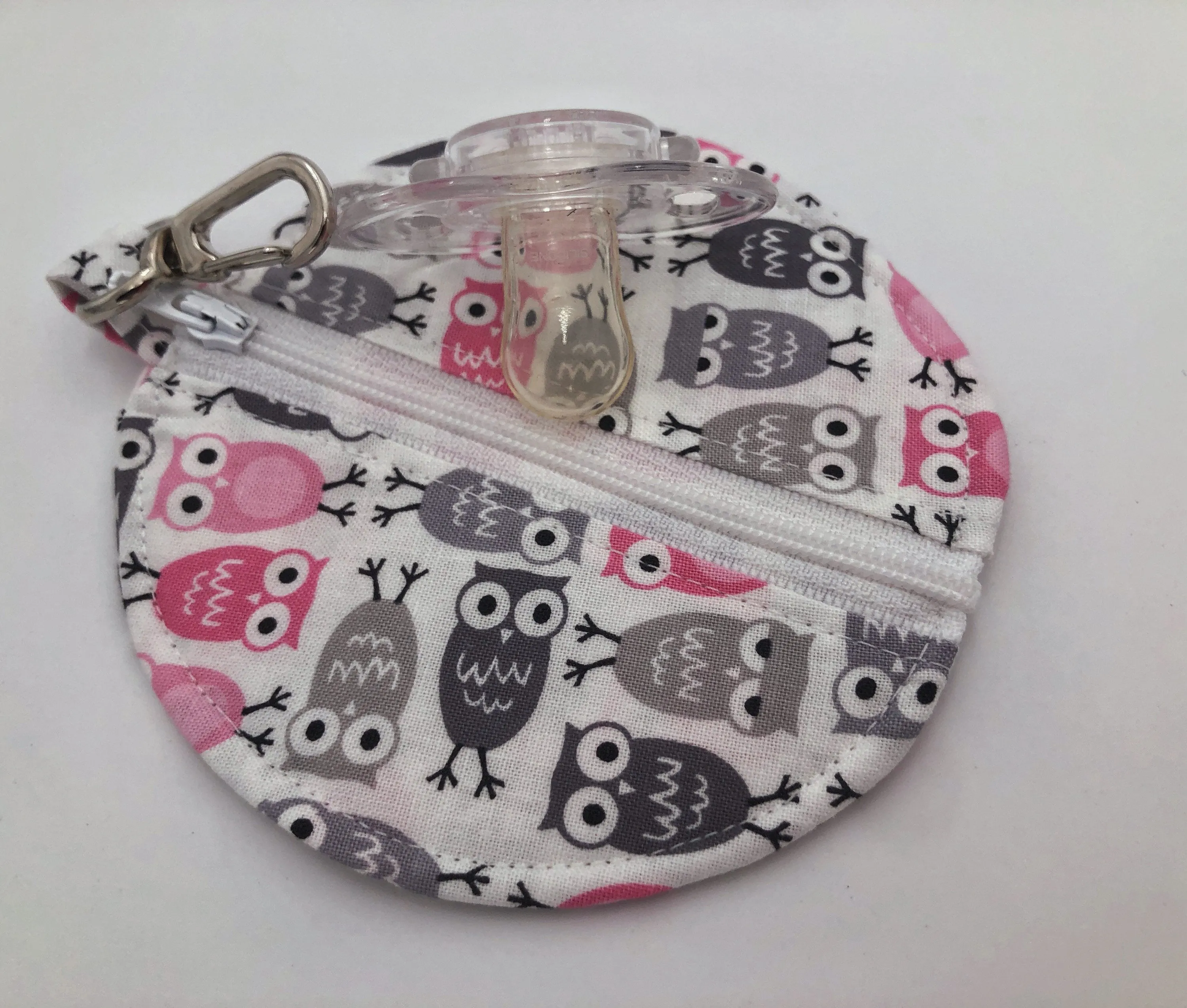 Gray Owl Headphone Case, Pink Bird Ear Pod Pouch, Small Coin Purse for Women