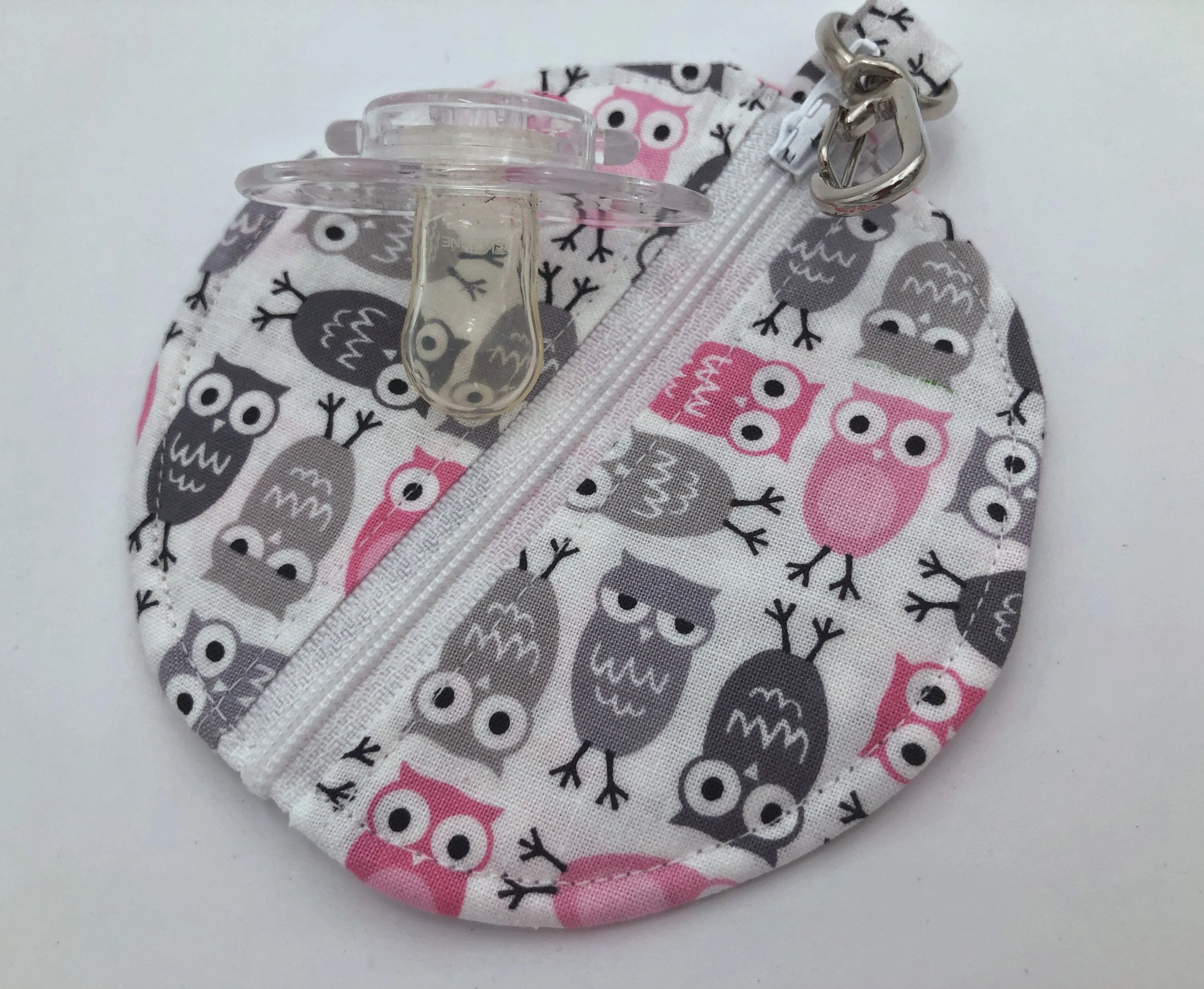 Gray Owl Headphone Case, Pink Bird Ear Pod Pouch, Small Coin Purse for Women