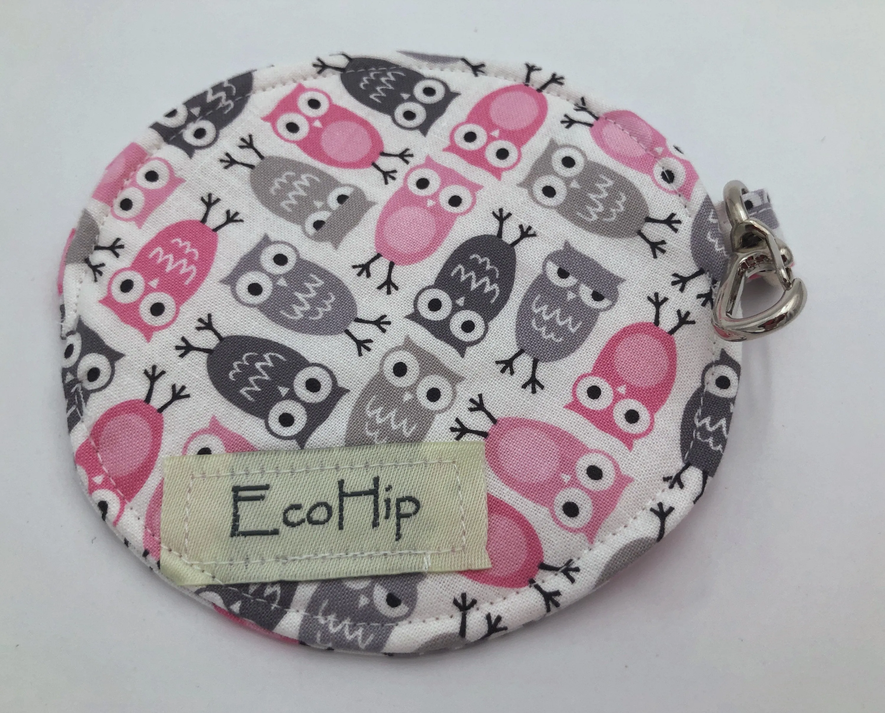 Gray Owl Headphone Case, Pink Bird Ear Pod Pouch, Small Coin Purse for Women