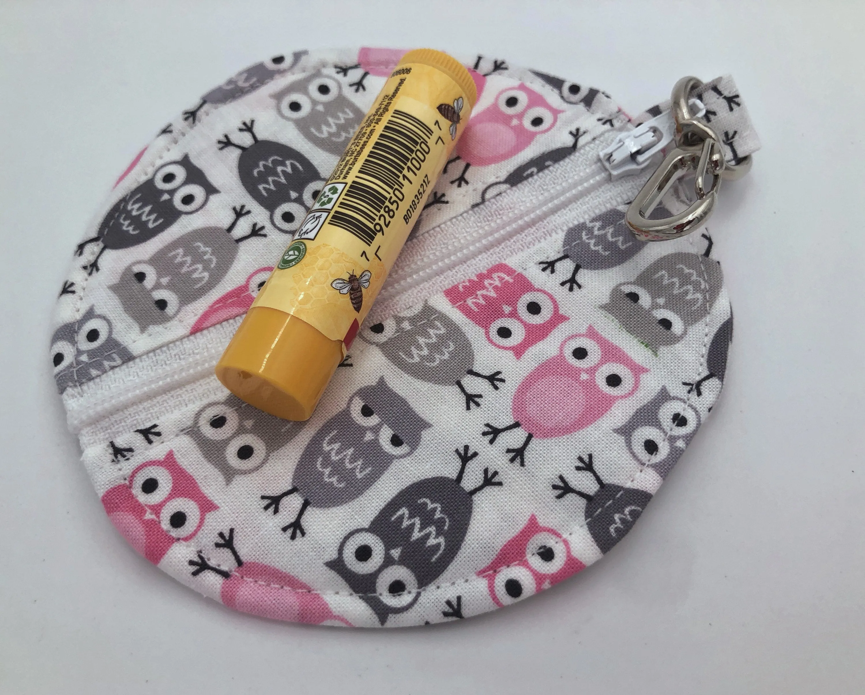 Gray Owl Headphone Case, Pink Bird Ear Pod Pouch, Small Coin Purse for Women