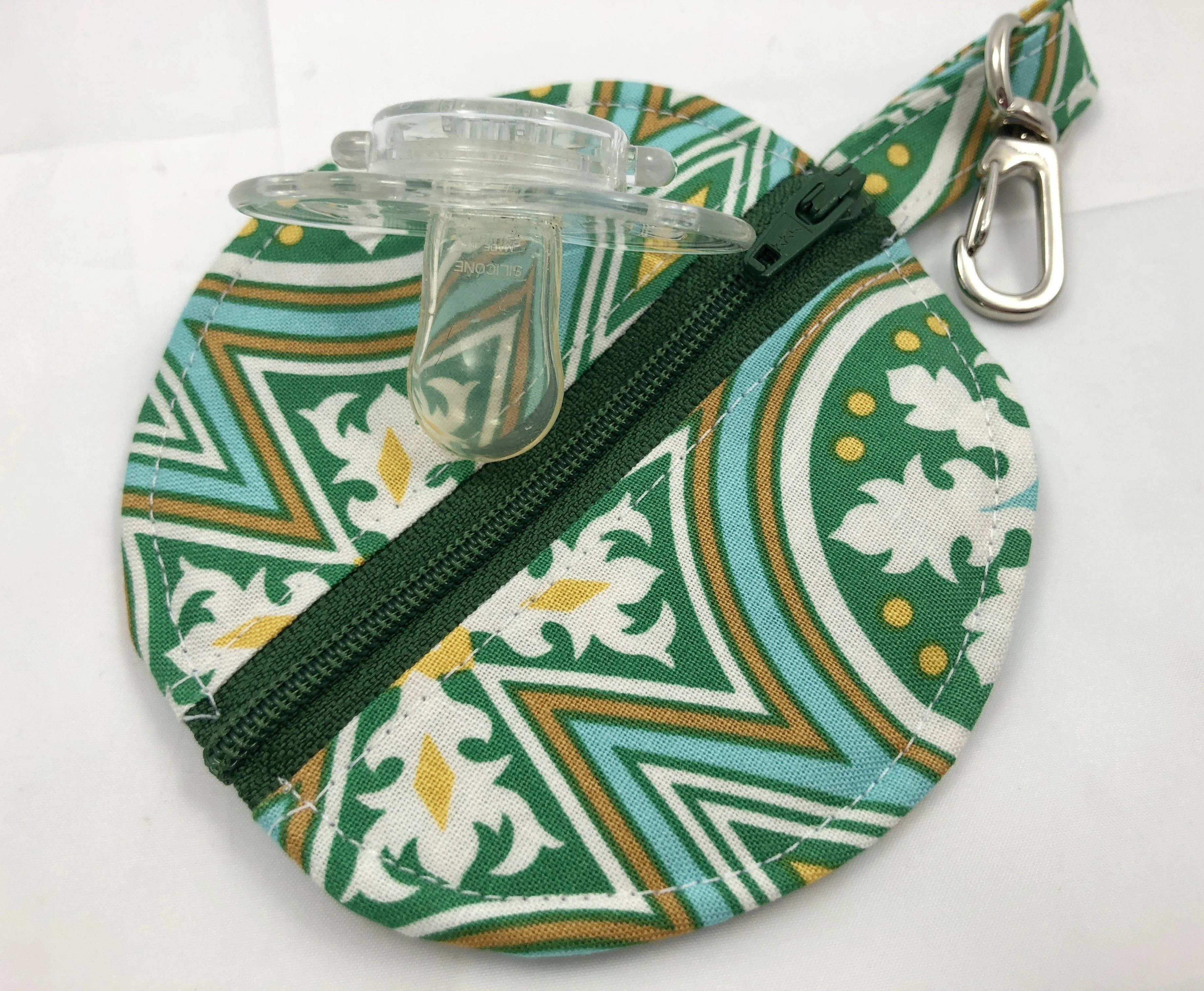 Green Ear Bud Case, Air Pod Zipper Pouch, Pacifier Cozy