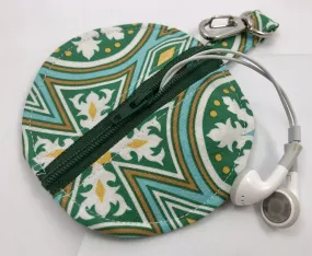 Green Ear Bud Case, Air Pod Zipper Pouch, Pacifier Cozy