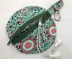 Green Earbud Pouch , Air Pod Case, Lip Balm Pouch