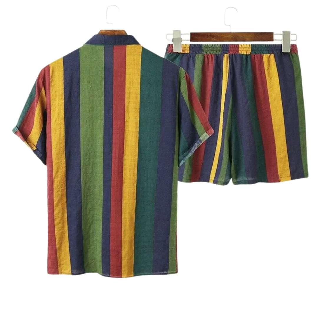 Hawaiian Striped Shorts Set