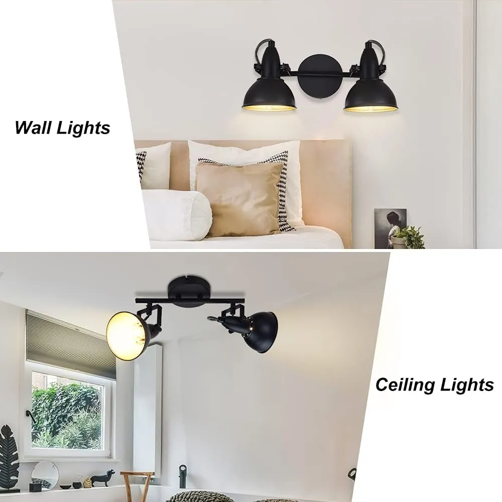 Industrial Track Light: 2-Light Adjustable Wall Spotlight