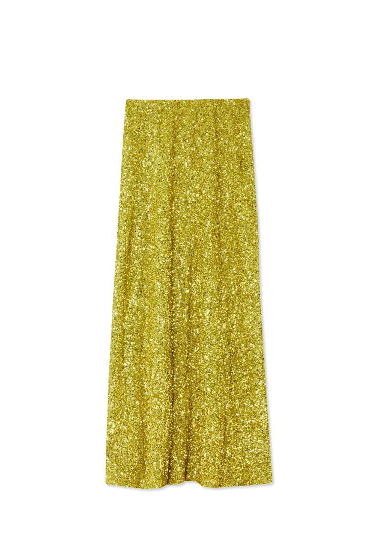 Lime Sequin Dorris Skirt