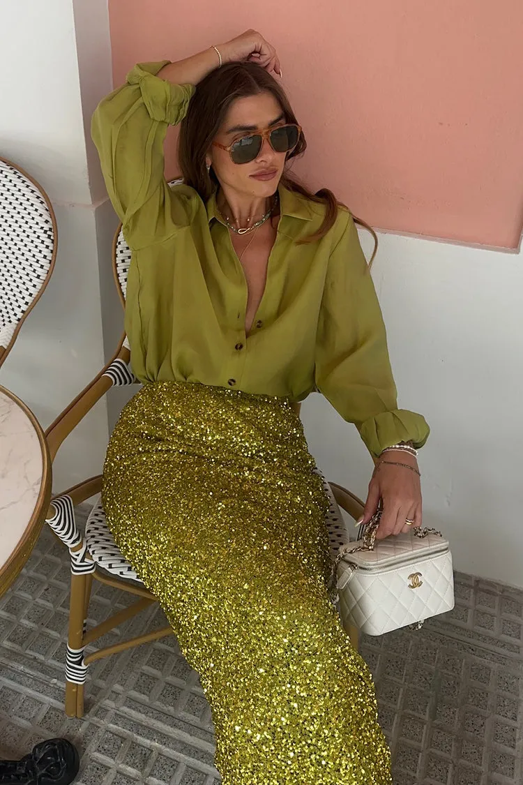 Lime Sequin Dorris Skirt