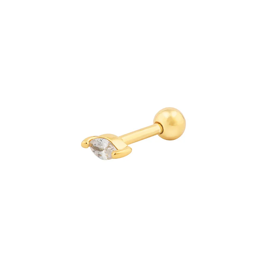 Marquise Diamante Gold Barbell Earring