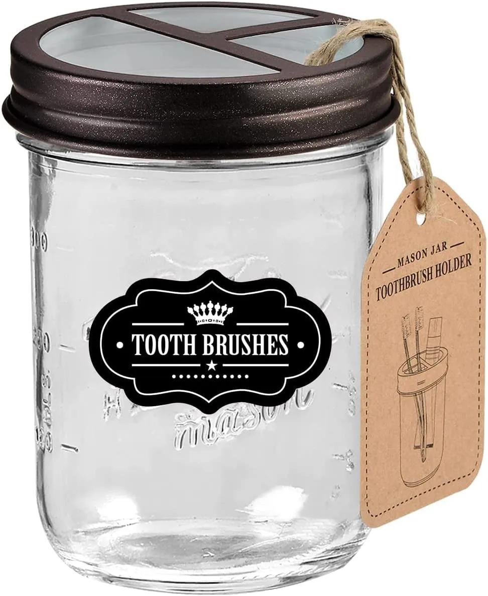 Mason Jar Toothbrush Holder -Bronze