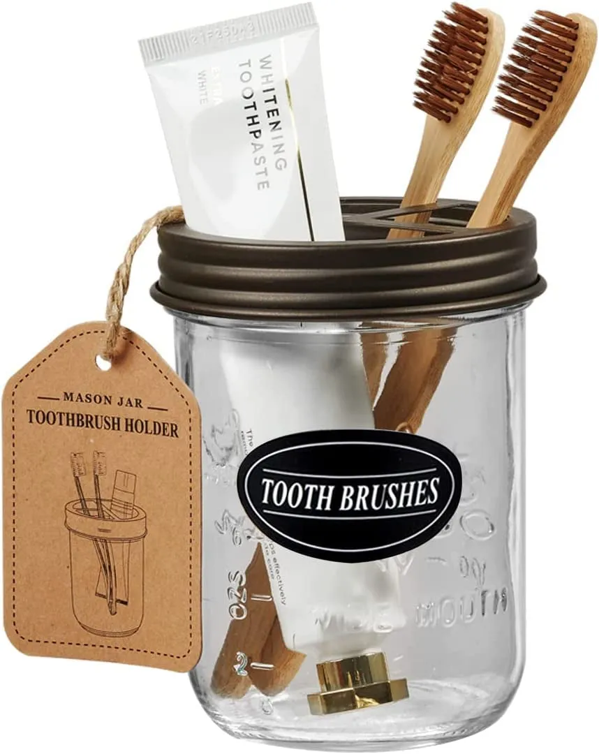 Mason Jar Toothbrush Holder -Bronze