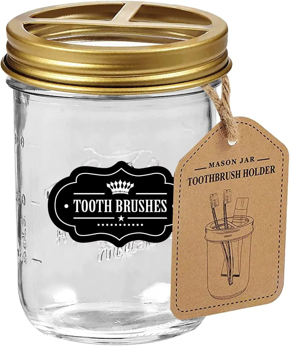 Mason Jar Toothbrush Holder -Bronze