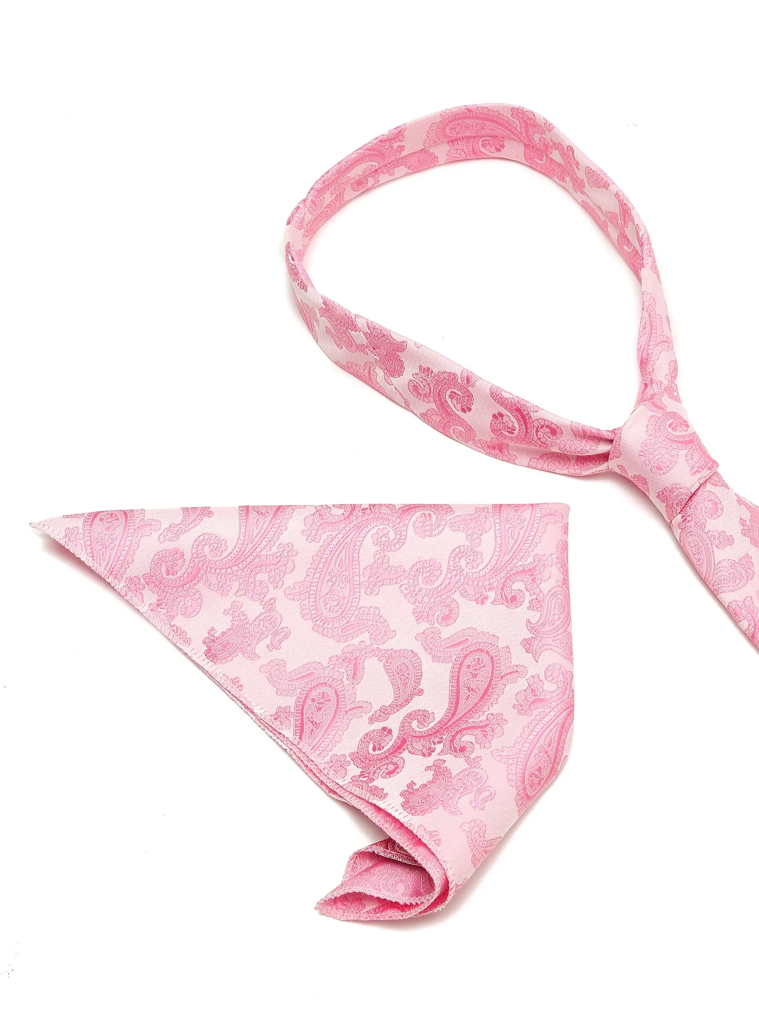 Men's Pink Fashion Paisley Pattern Tie Set