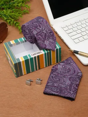 Men's Purple Fashion Paisley Pattern Tie Set