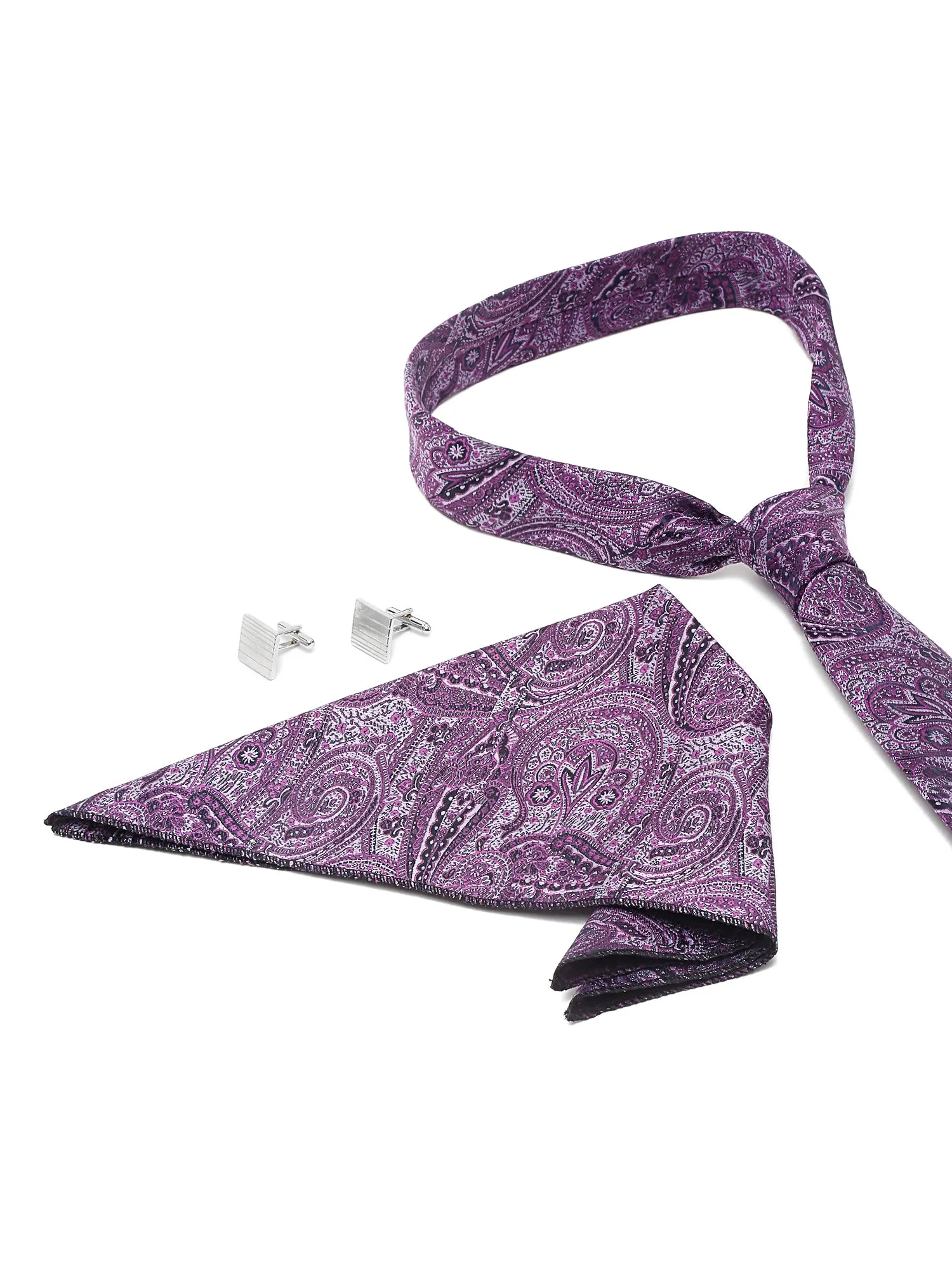 Men's Purple Fashion Paisley Pattern Tie Set