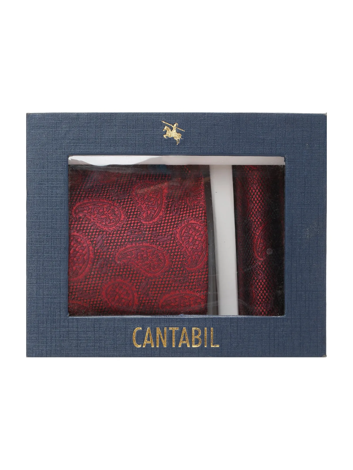 Men's Red Fashion Paisley Pattern Tie Set