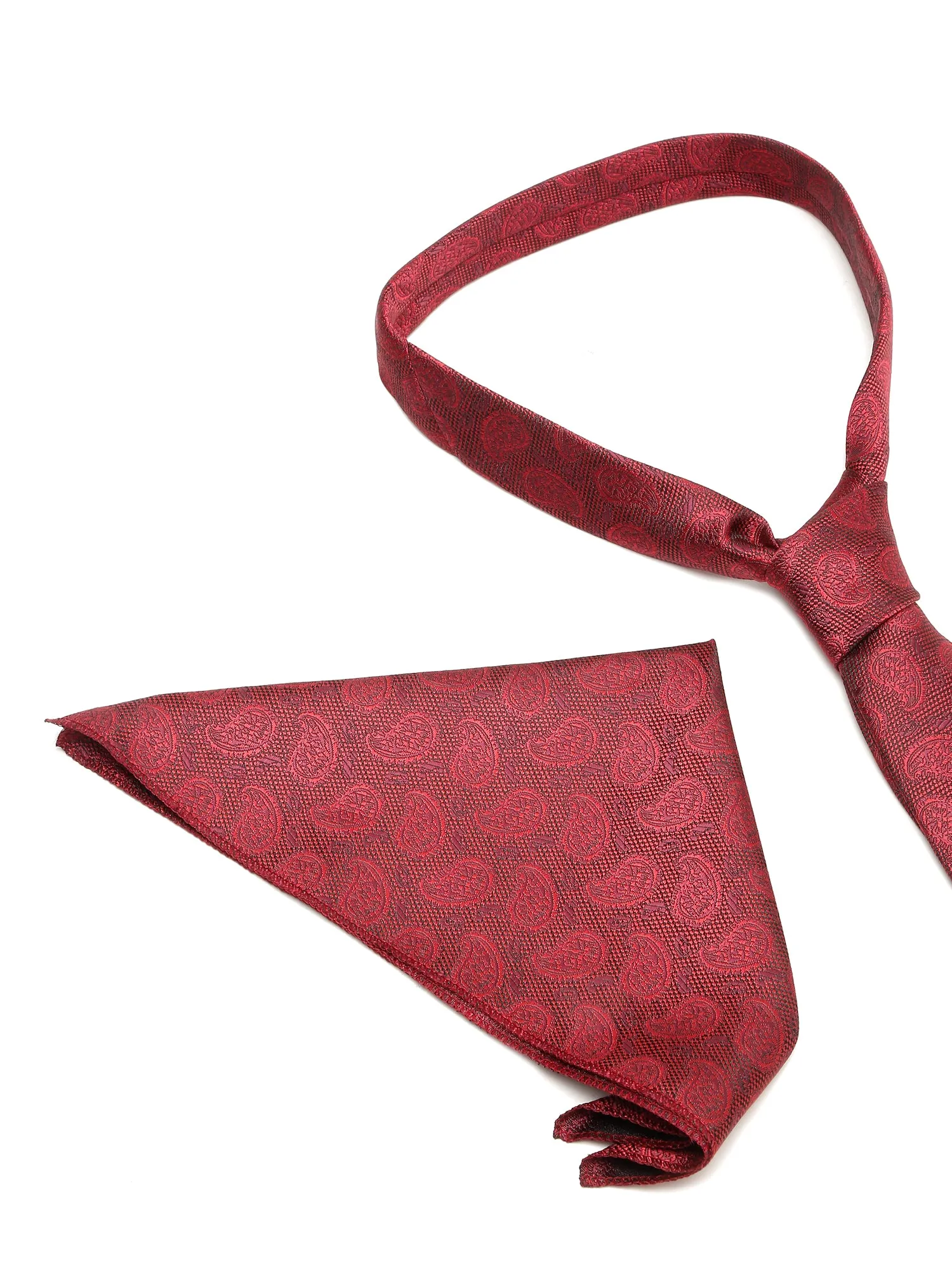 Men's Red Fashion Paisley Pattern Tie Set