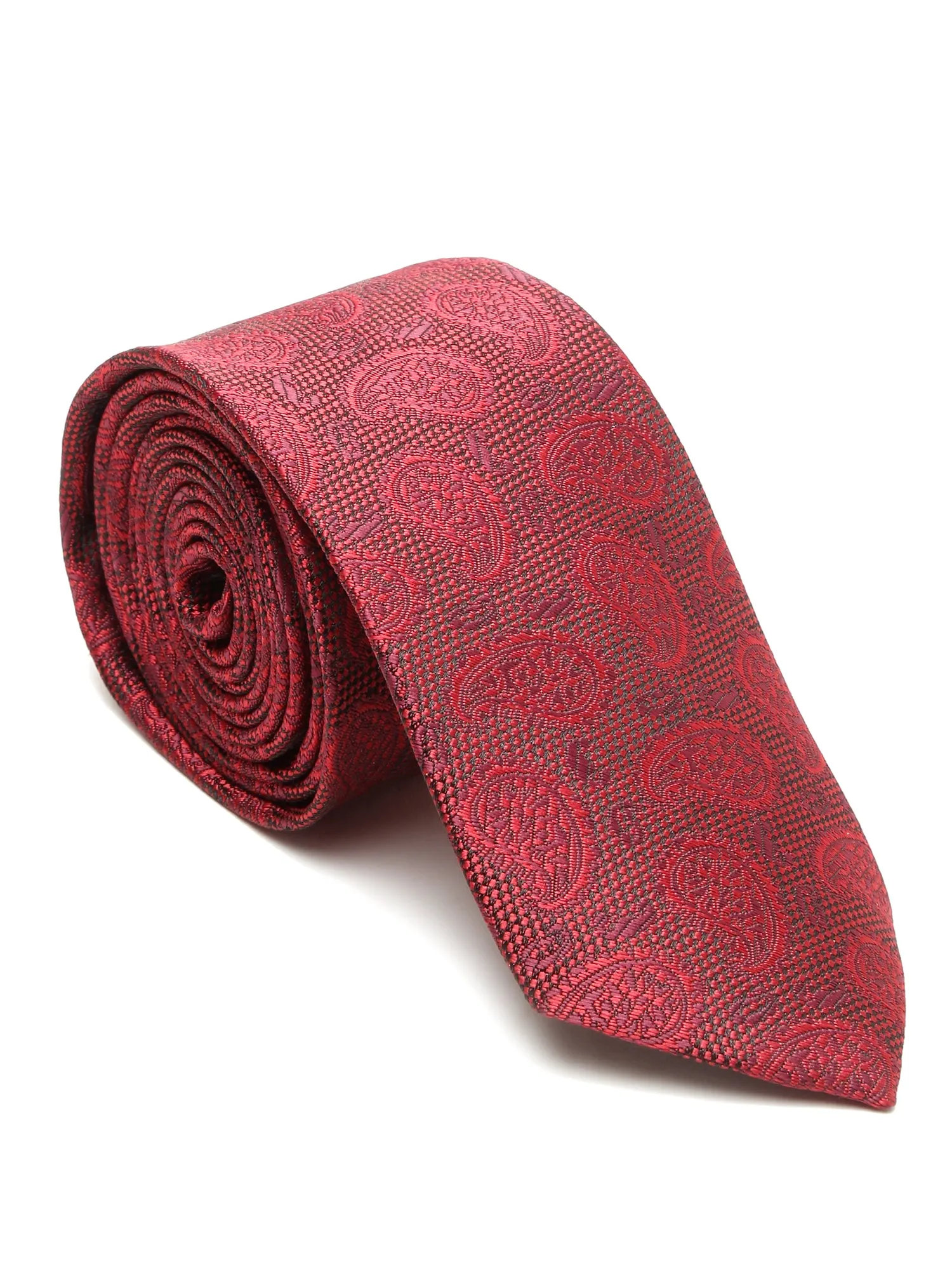 Men's Red Fashion Paisley Pattern Tie Set