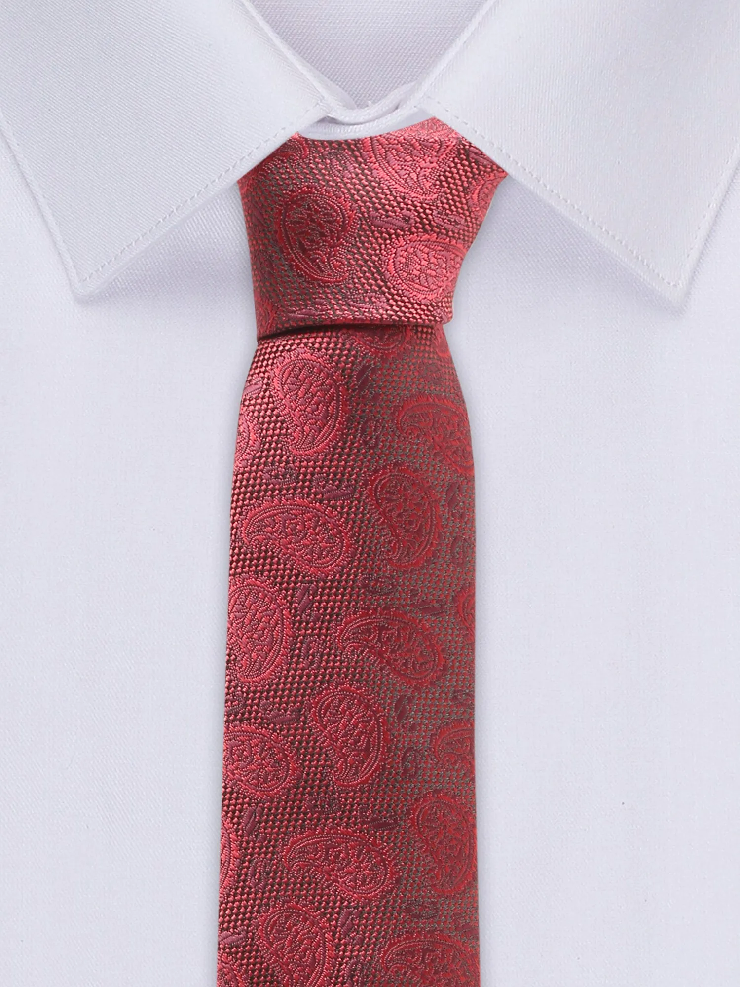 Men's Red Fashion Paisley Pattern Tie Set