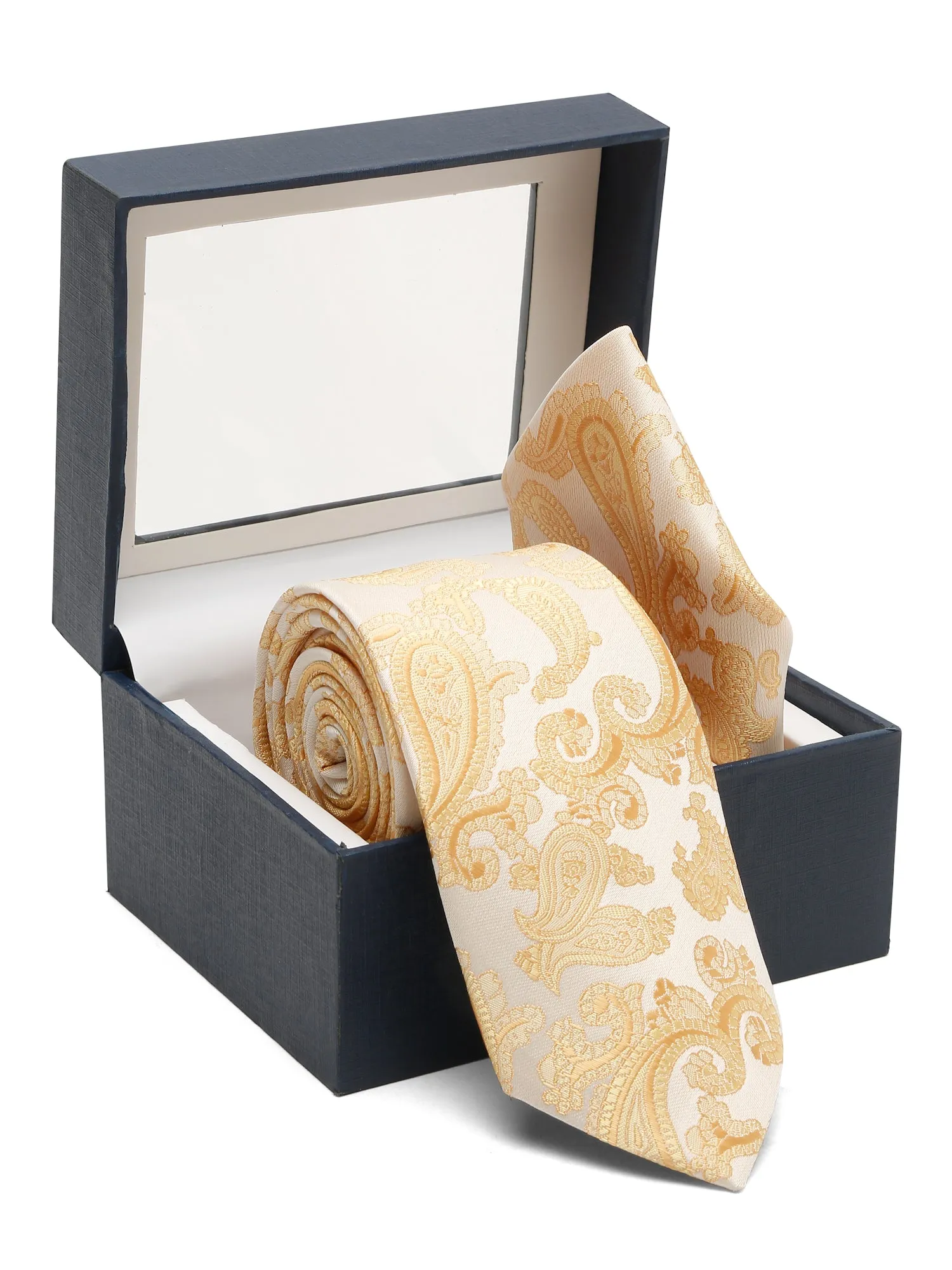 Men's Yellow Fashion Paisley Pattern Tie Set