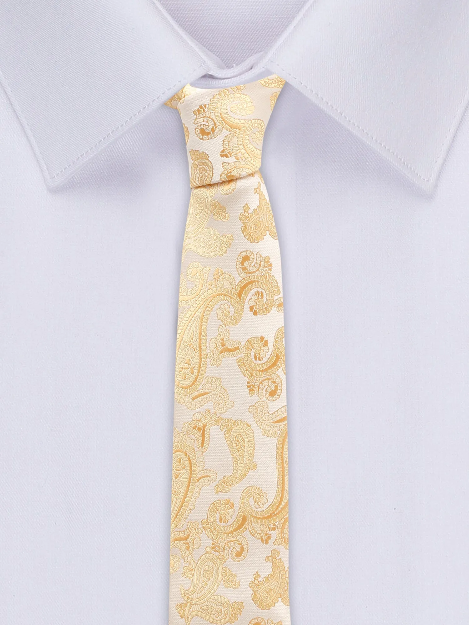 Men's Yellow Fashion Paisley Pattern Tie Set