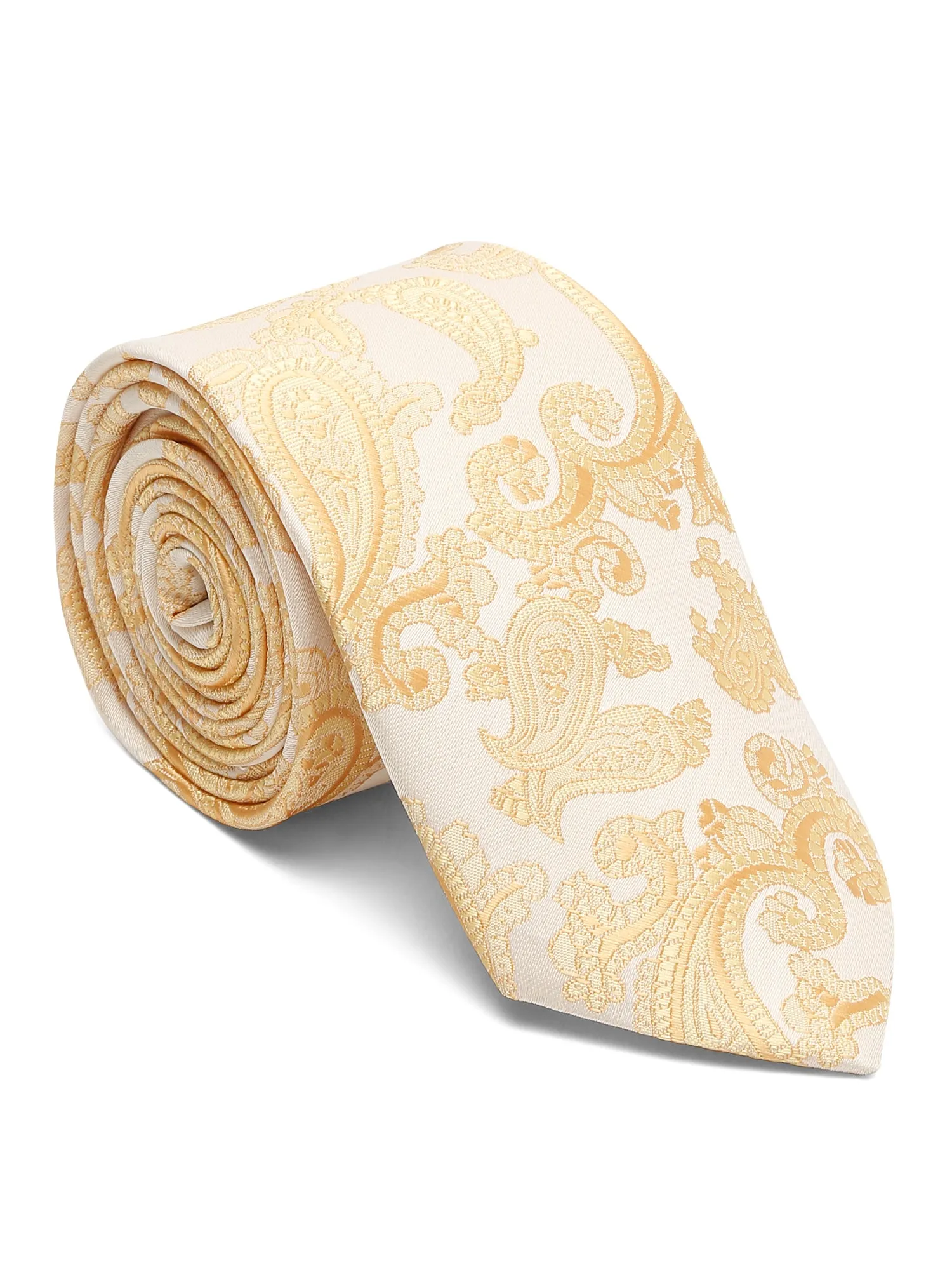 Men's Yellow Fashion Paisley Pattern Tie Set