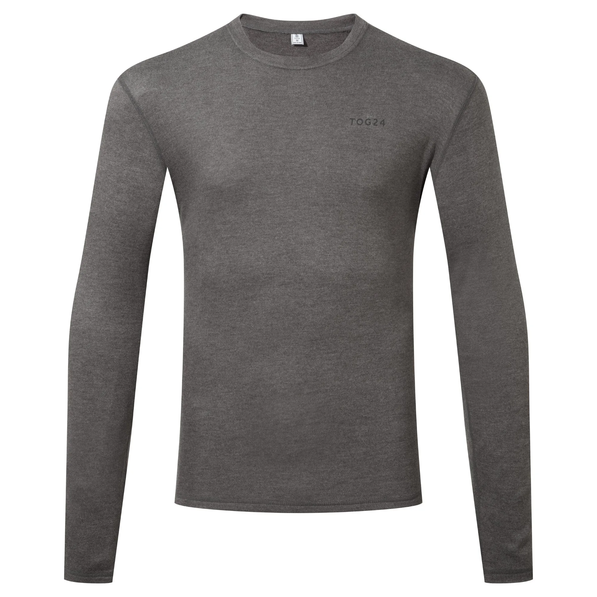 Meru Mens Cashmere Touch Base Layer Crew Neck - Dark Grey Marl