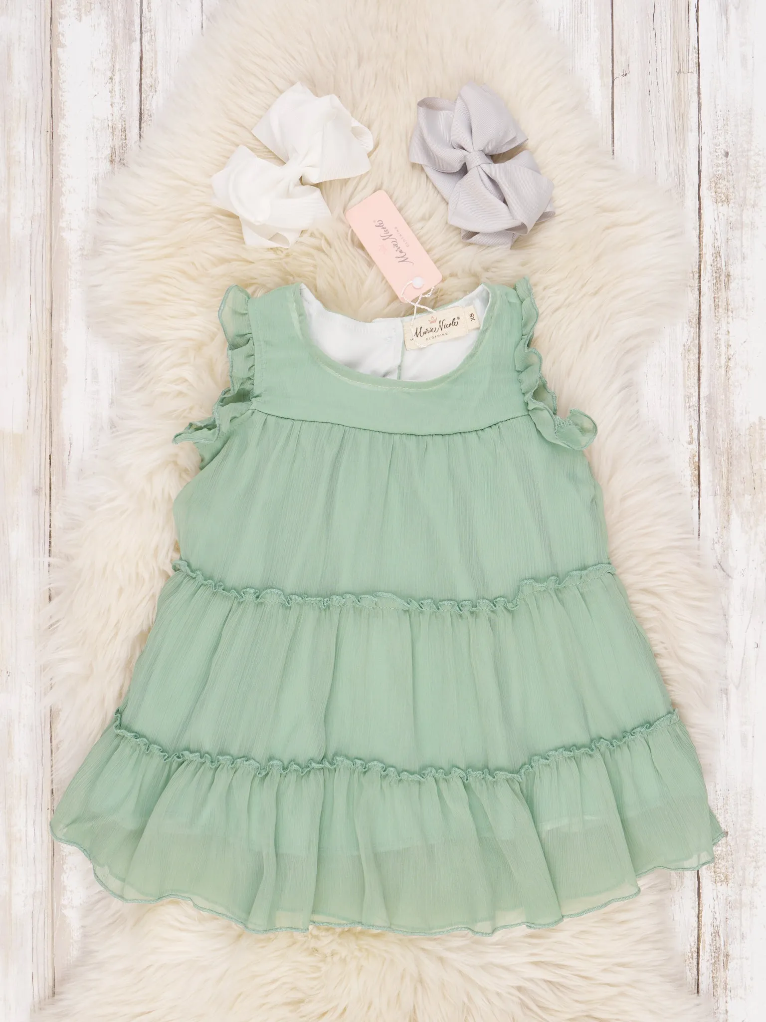 Mint Tiered Ruffle Dress