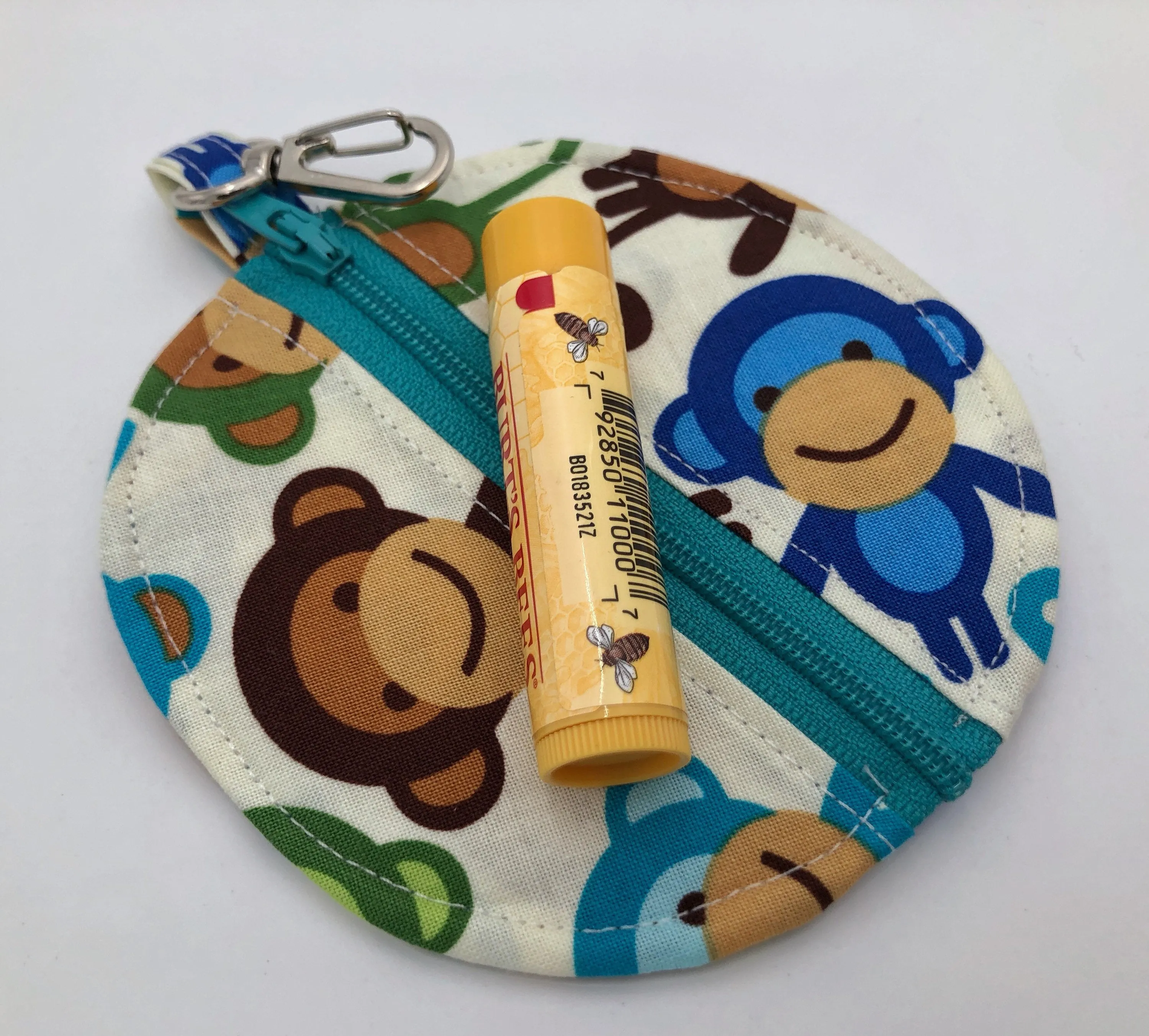 Monkey Ear Pod Case, Blue Animal Ear Bud Pouch, Coin Purse, Air Pod Holder