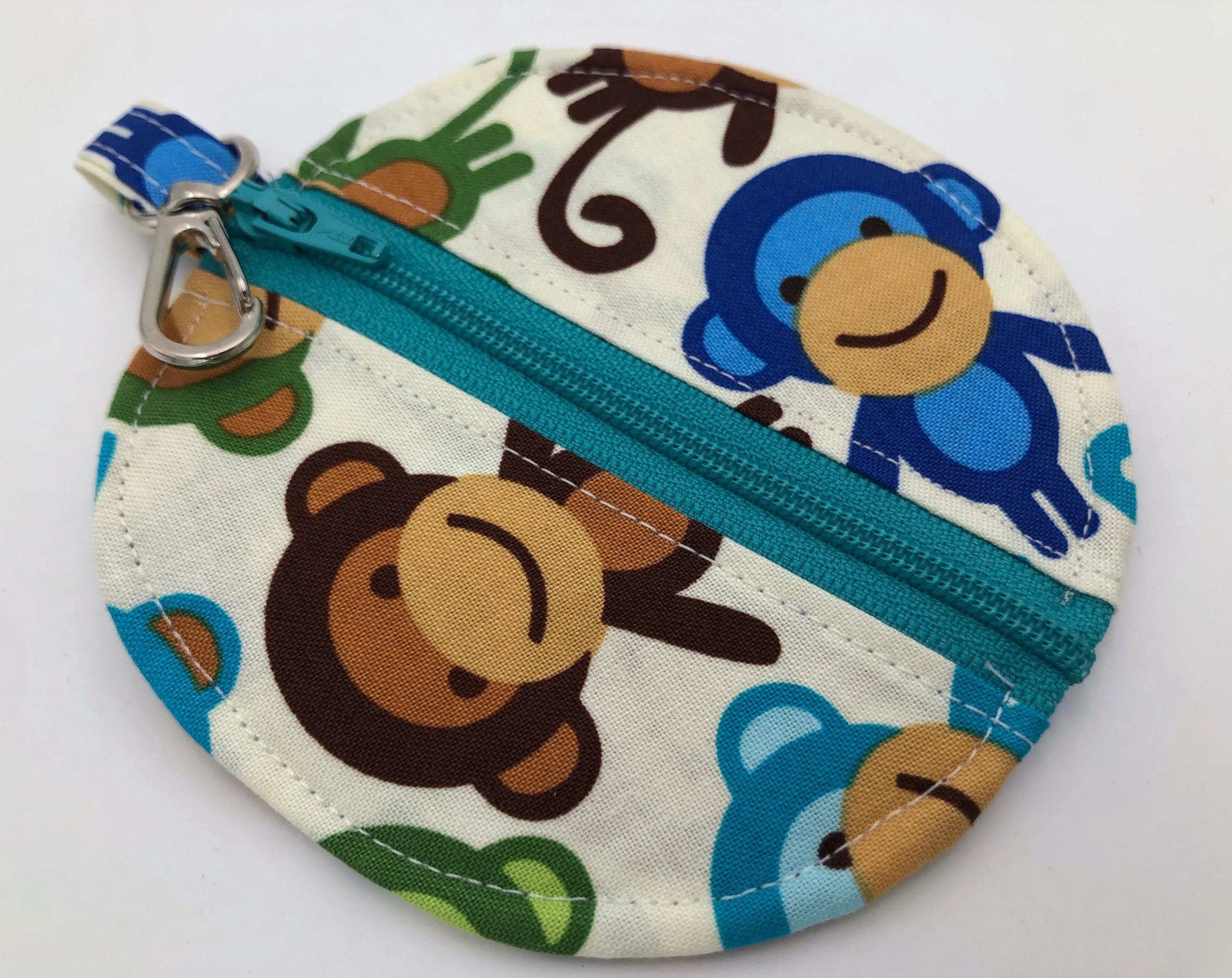 Monkey Ear Pod Case, Blue Animal Ear Bud Pouch, Coin Purse, Air Pod Holder