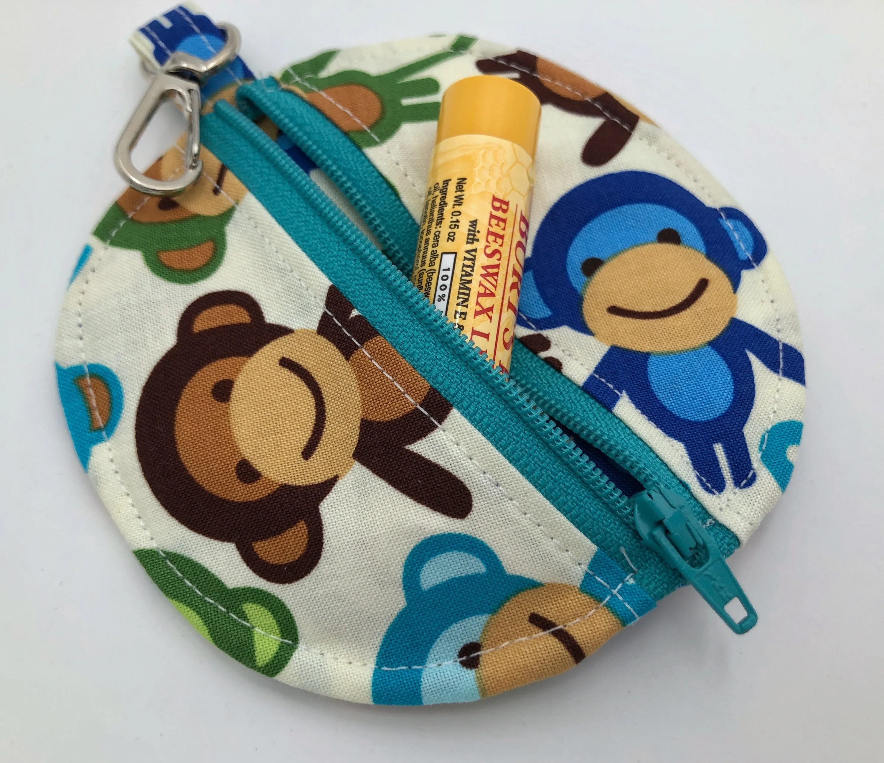 Monkey Ear Pod Case, Blue Animal Ear Bud Pouch, Coin Purse, Air Pod Holder