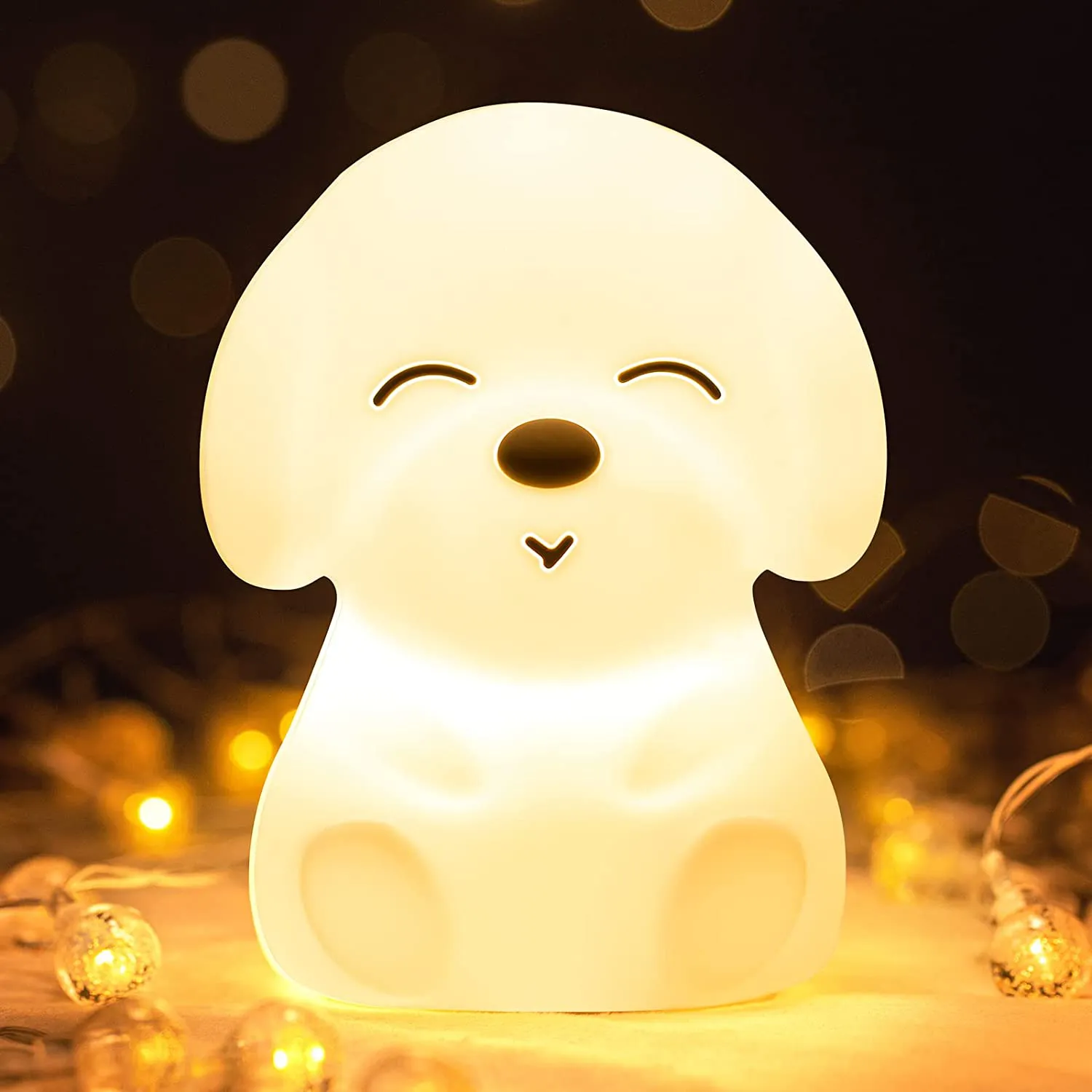 Mubarek Night Lights for Kids Room, Kids Night Light for Girls Baby Boy Toddler Gifts, Cute Puppy Night Lights Squishy Silicone Lamps, Color Changing USB Rechargeable Portable Dog Animal Night Lights