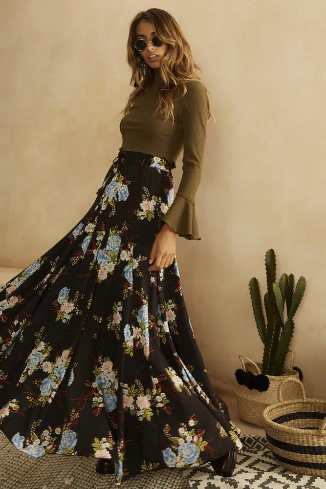 Olive Orchard Maxi Skirt Black