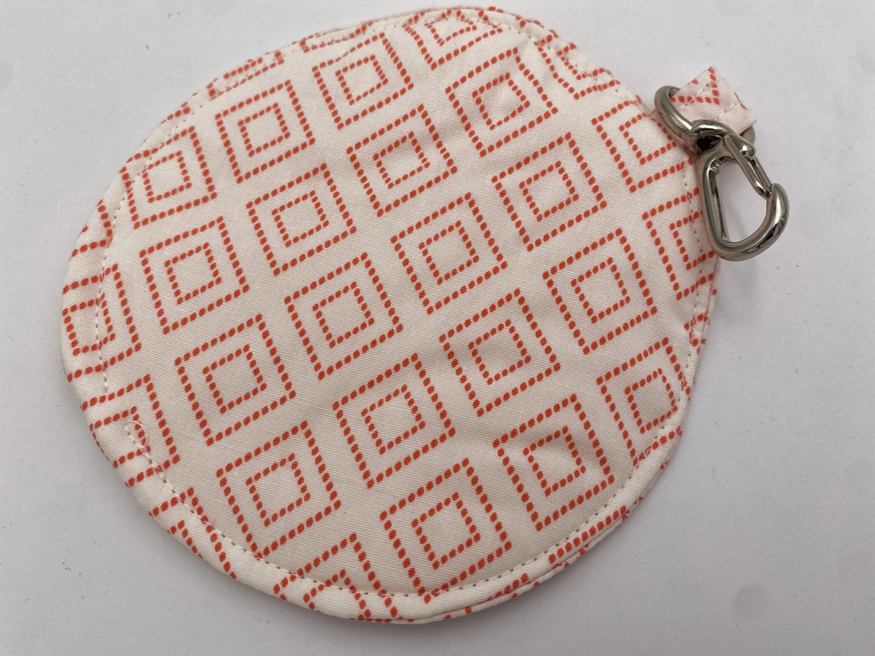 Orange Ear Bud Pouch, Cream Earpod Case, Soft Fabric Ear Pod Holder