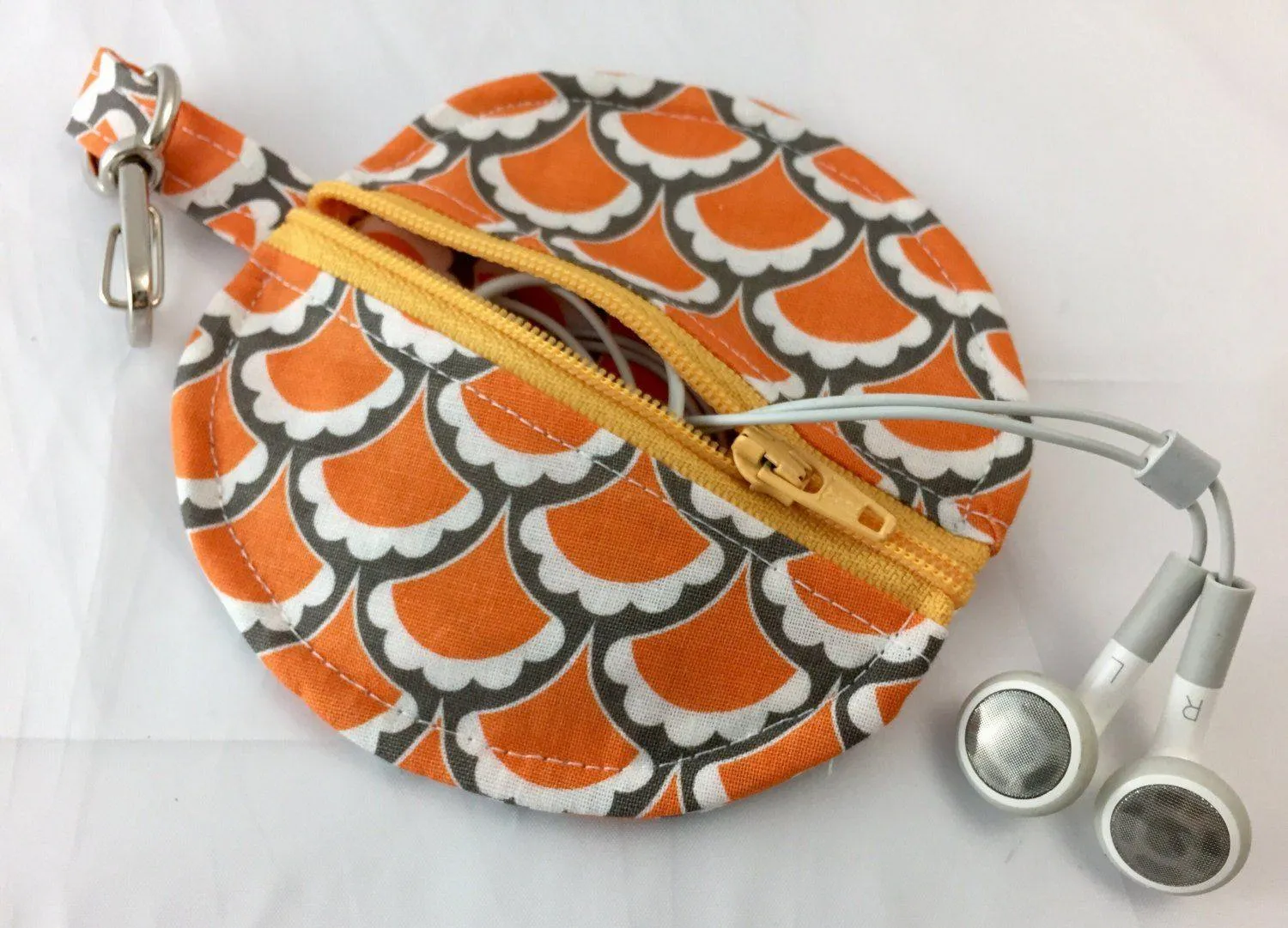 Orange Scallops,  Earpod Case, Airpod Pouch, Pacifier Pouch, Music Lover