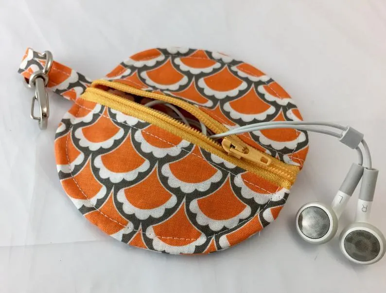 Orange Scallops,  Earpod Case, Airpod Pouch, Pacifier Pouch, Music Lover