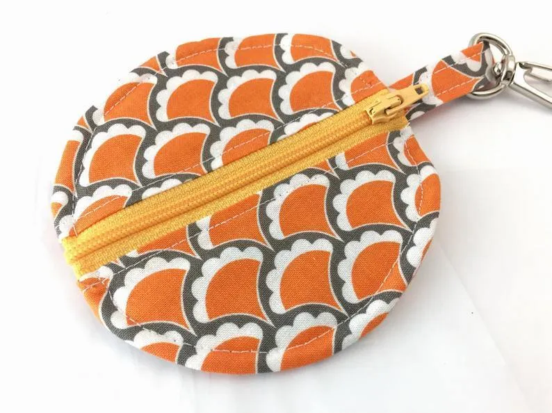 Orange Scallops,  Earpod Case, Airpod Pouch, Pacifier Pouch, Music Lover