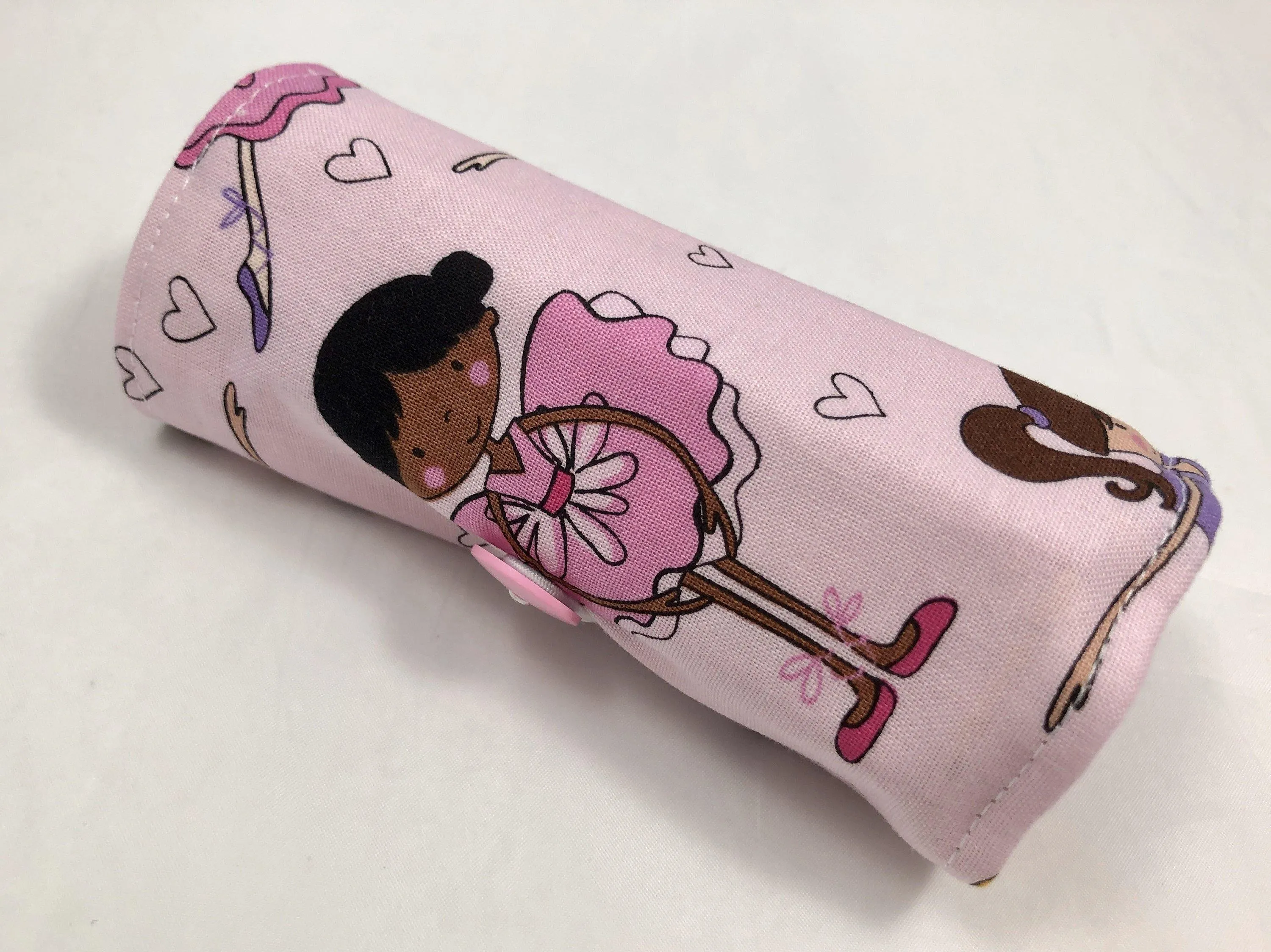 Pink Ballet Crayon Roll Up, Girl's Crayon Case for Travel