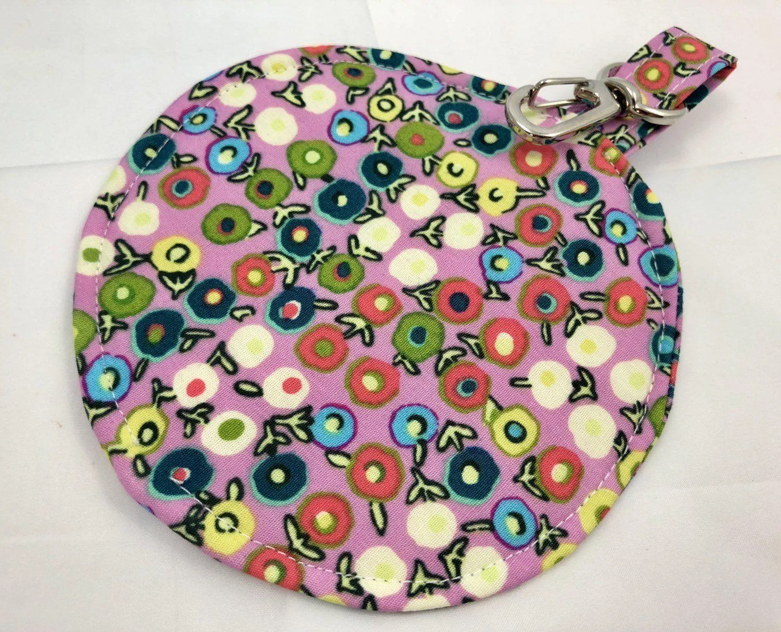 Pink Earphone Case, Earbud Case, Pacifier Pouch, Teacher's Gift, Dots