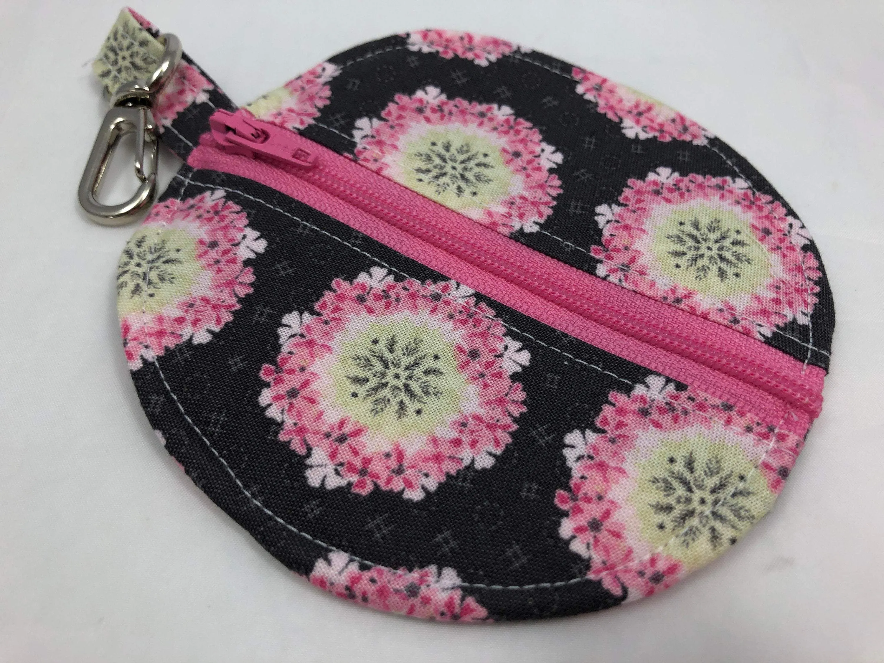 Pink Floral Ear Pods Case, Zipper Headphone Cozy, Pacifier Pouch